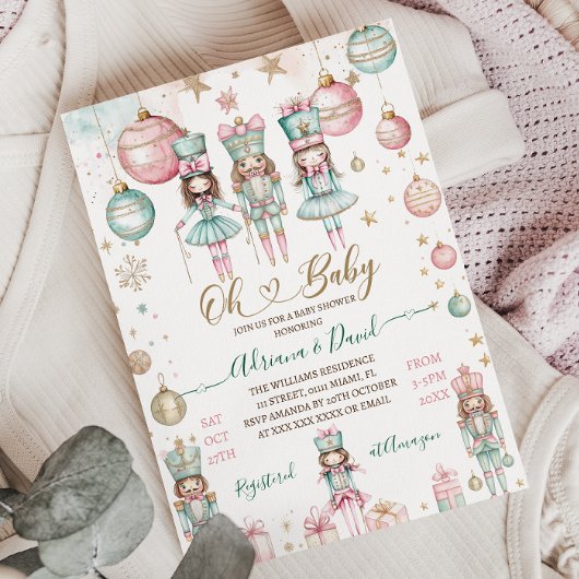 Oh Baby Winter Christmas Baby shower Kaart