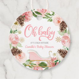 Oh Baby Winter Pink Floral Girl Baby shower Favor Bedankjes Labels
