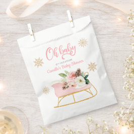 Oh Baby Winter Pink Girl Baby shower Bedankzakje