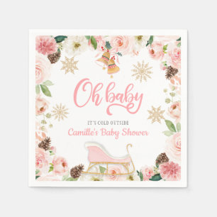 Oh Baby Winter Pink Girl Baby shower Servet