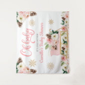 Oh Baby Winter Roze Bloemenkleed voor Baby Shower Wandkleed (Voorkant)