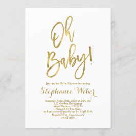 Oh Baby wit en goud baby shower Invitation Kaart