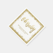 Oh Baby Wit Goud Faux Glitter Baby shower Servetten (Hoek)
