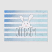 Oh Baby Wit Konijnenkonijn Blauwe Streep Tissuepapier (Voorkant)
