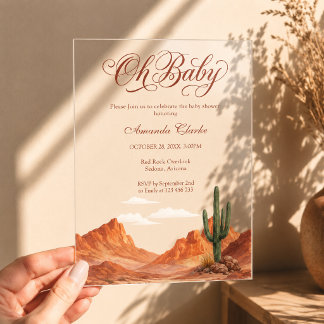 Oh Baby Woestijn Bergen Zuidwesten Baby Shower Acryl Uitnodigingen