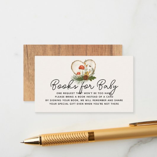 Oh Baby Wood Slice Fall Baby Shower Book Request Informatiekaartje (Voorkant / Achterkant in situ)