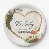 Oh Baby Wood Slice Mushroom Fall Baby Shower Papieren Bordje (Voorkant)