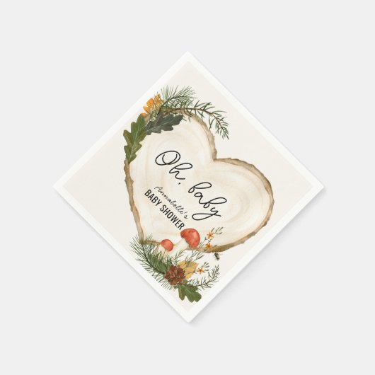 Oh Baby Wood Slice Mushroom Fall Baby Shower Servet (Hoek)
