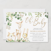 Oh Baby Woodland Animals Greenery Baby shower Kaart (Voorkant)