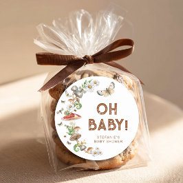 Oh Baby Woodland Mushroom Baby Shower Favor  Ronde Sticker