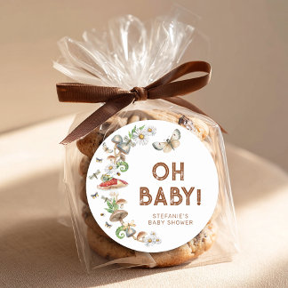 Oh Baby Woodland Mushroom Baby Shower Favor  Ronde Sticker
