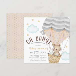 Oh Baby Woodland Teddy Bear Neutral Baby shower Kaart