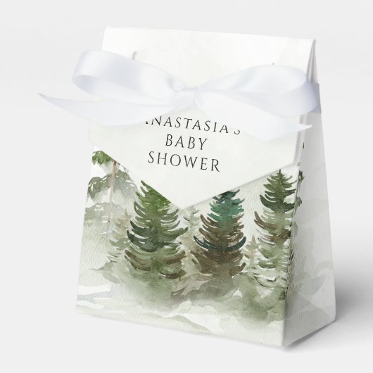 Oh Baby Woodland Waterverf Rustic Baby shower Bedankdoosjes (Voorkant Zijde)