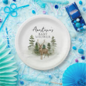 Oh Baby Woodland Waterverf Rustic Baby shower Papieren Bordje (Feest)