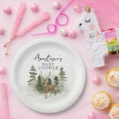 Oh Baby Woodland Waterverf Rustic Baby shower Papieren Bordje (Feest)