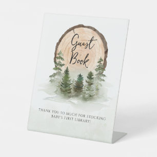 Oh Baby Woodland Waterverf Rustic Guest Book Reclamebord Met Voetstuk