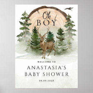 Oh Baby Woodland Waterverf Rustic Welkomstbord Poster