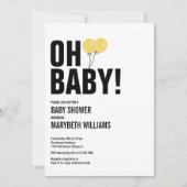 Oh Baby Yellow Ballon Baby shower Party card Kaart (Voorkant)