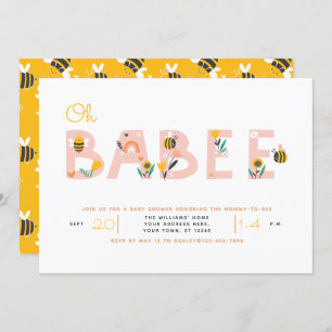 Oh Baby Yellow Bee Baby shower Invitation Kaart