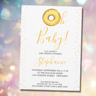 Oh Baby Yellow Donut Baby shower Invitation Kaart