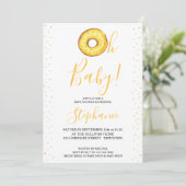 Oh Baby Yellow Donut Baby shower Invitation Kaart (Staand voorkant)