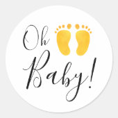 Oh Baby Yellow Feet Ronde Sticker (Voorkant)