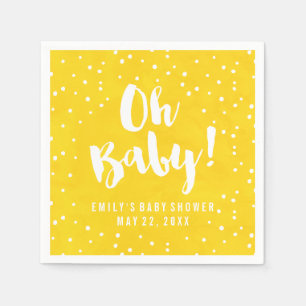 Oh Baby Yellow Waterverf Baby shower Servet