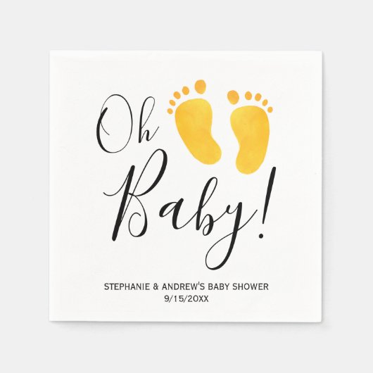 Oh Baby Yelow Feet Baby shower Servet (Voorkant)