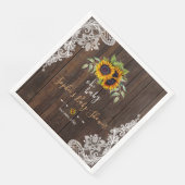 Oh BABY Zonnebloemen Boeket Houten Kant BABY SHOWE Servet (Hoek)