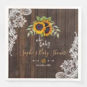 Oh BABY Zonnebloemen Boeket Houten Kant BABY SHOWE Servet