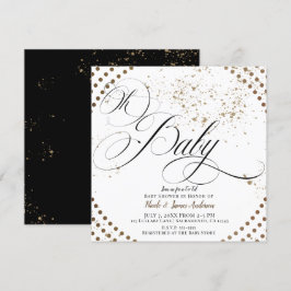Oh Baby Zwart Brons Modern Co-ed Chic Baby shower Kaart