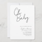 Oh Baby zwart en wit minimalistisch Baby shower Kaart (Voorkant)