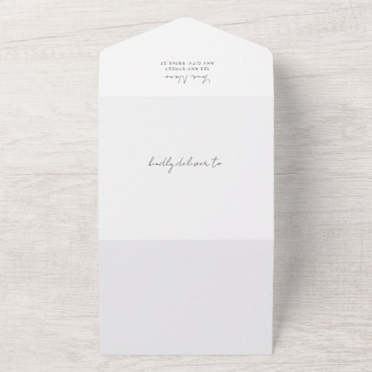 Oh Baby Zwart en Witte Minimale Baby shower All In One Uitnodiging (Buitenkant)