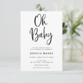 Oh Baby Zwart Folie Baby shower Uitnodiging (Staand voorkant)
