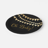 Oh Baby Zwart Goud Baby shower Papieren Bordje (Gekanteld)