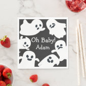 Oh Baby! Zwart & Wit Halloween Herfst Baby shower Servet (Insitu)