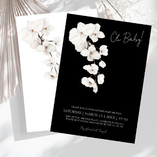 Oh Baby Zwart-wit Orchideeën Baby shower Kaart