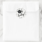 Oh Baby Zwart-wit Paint Splatter Baby shower Ronde Sticker (Tas)