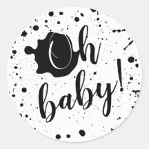 Oh Baby Zwart-wit Paint Splatter Baby shower