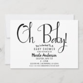 Oh Baby Zwarte Script Moderne Minimale Shower Fees Kaart (Voorkant)