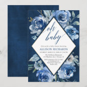 Oh babyblauwe waterverf baby shower kaart (Voorkant / Achterkant)