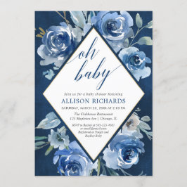 Oh babyblauwe waterverf baby shower kaart