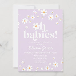 Oh Baby's! Baby Shower met madeliefjes en lilakleu Kaart