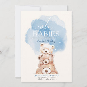 Oh Baby's Beer Baby shower Uitnodiging blauw tripl