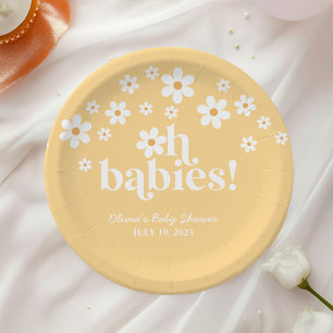 Oh Baby's boho Daisy geel tweeling Baby shower Papieren Bordje
