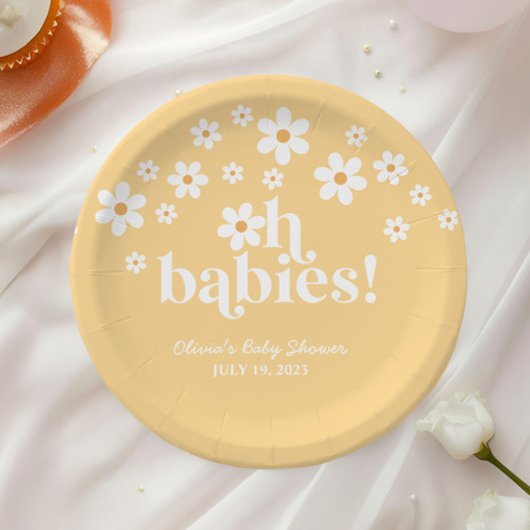 Oh Baby's boho Daisy geel tweeling Baby shower Papieren Bordje