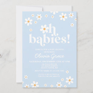 Oh baby's! Daisy bord blauw Baby shower Kaart