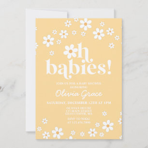 Oh baby's! Daisy geel Baby shower Kaart