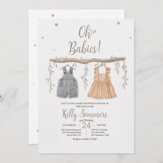 Oh baby's douche uitnodiging (Voorkant / Achterkant)