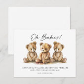 Oh baby's drieling op de weg Waterverf Beer welpen Kaart (Voorkant / Achterkant)